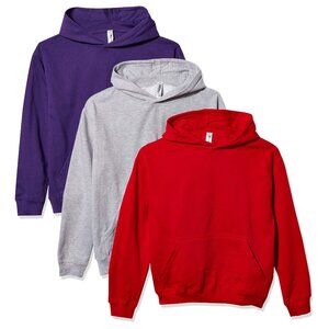 Marky G Apparel Boys' Fleece Long Sleeve Pullover (3 Pack), Red/Purple/Heather